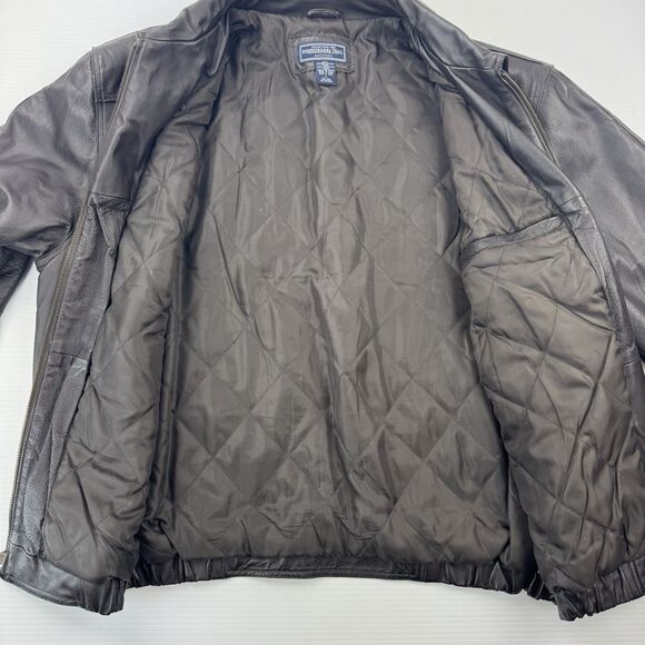 Vintage Y2K Susquehanna Trail Outfitters Leather Bomber Jacket Men’s L Black - Picture 5 of 12